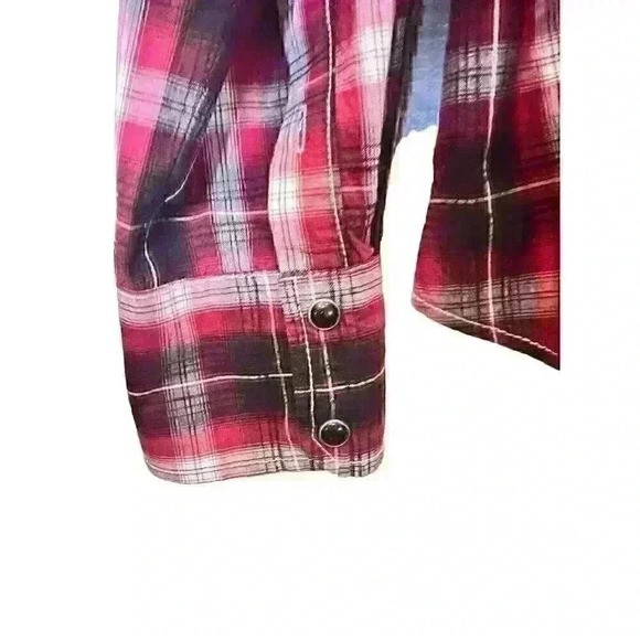 Pop Icon Clothing for Buckle XL Plaid Embroidered Fleur De Lis Pearl Snap Shirt - Picture 6 of 13